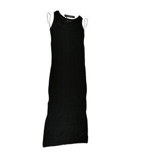 Tahari Black Knit Sleeveless‎ Maxi Dress with Textured Pattern